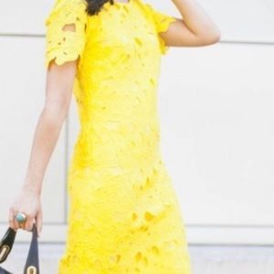 Calvin Klein yellow lace dress